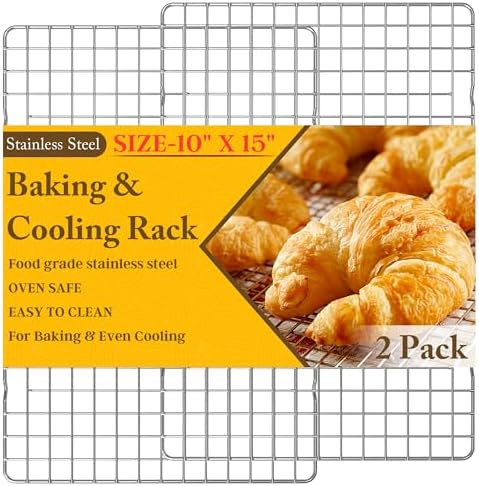 2PCS Cooling Racks for Cooking and Baking - 10" x 15"Heavy Duty Stainless Steel Wire Rack for Bak... | Amazon (US)