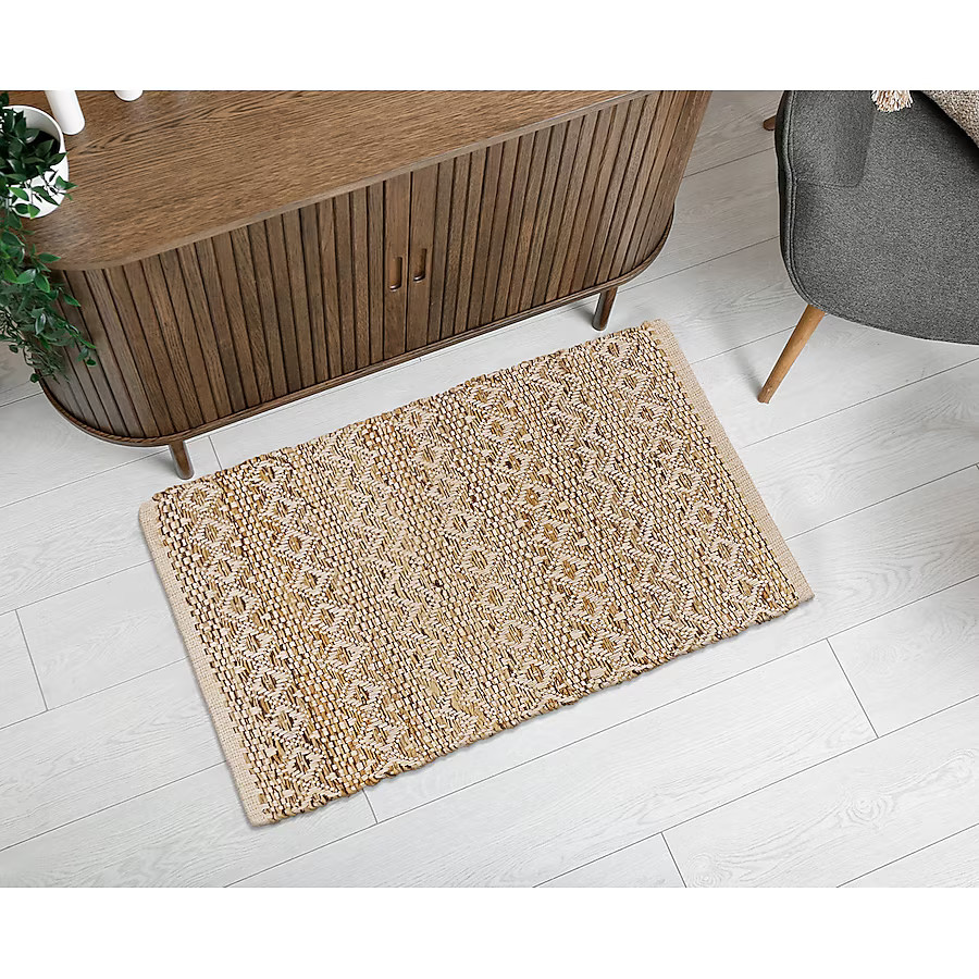 allen + roth 2 x 3 (ft) Loomed Jute Natural Charcoal Rectangular Indoor Chevron Throw rug Lowes.c... | Lowe's