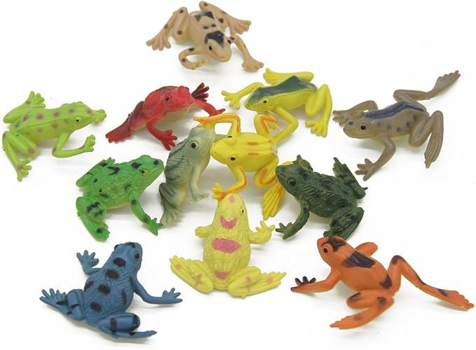 Kvvdi 12 Pcs Small Colorful Plastic Poison Dart Frogs Toy + 8 Pcs Turtles Rainforest Animals | Amazon (US)
