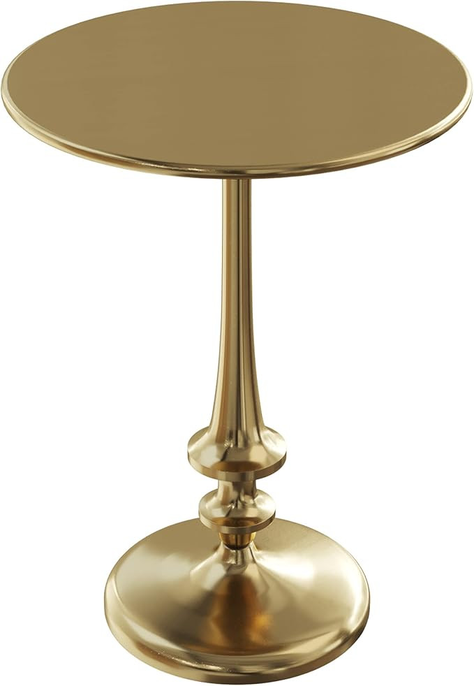 Lavish Home Side Table - Iron Pedestal Table with Antiqued Brass Finish for Couch, Loveseat, Entr... | Amazon (US)