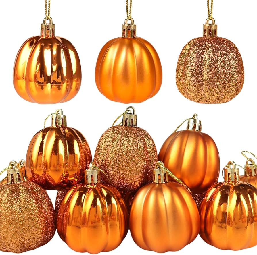 12 Pcs Fall Pumpkin Tree Ornaments, Mini Pumpkin Hanging Decorations | Amazon (US)
