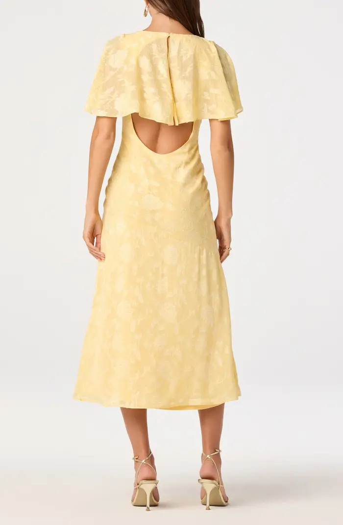 Floral Flutter Sleeve Cutout Back Midi Dress | Nordstrom Rack