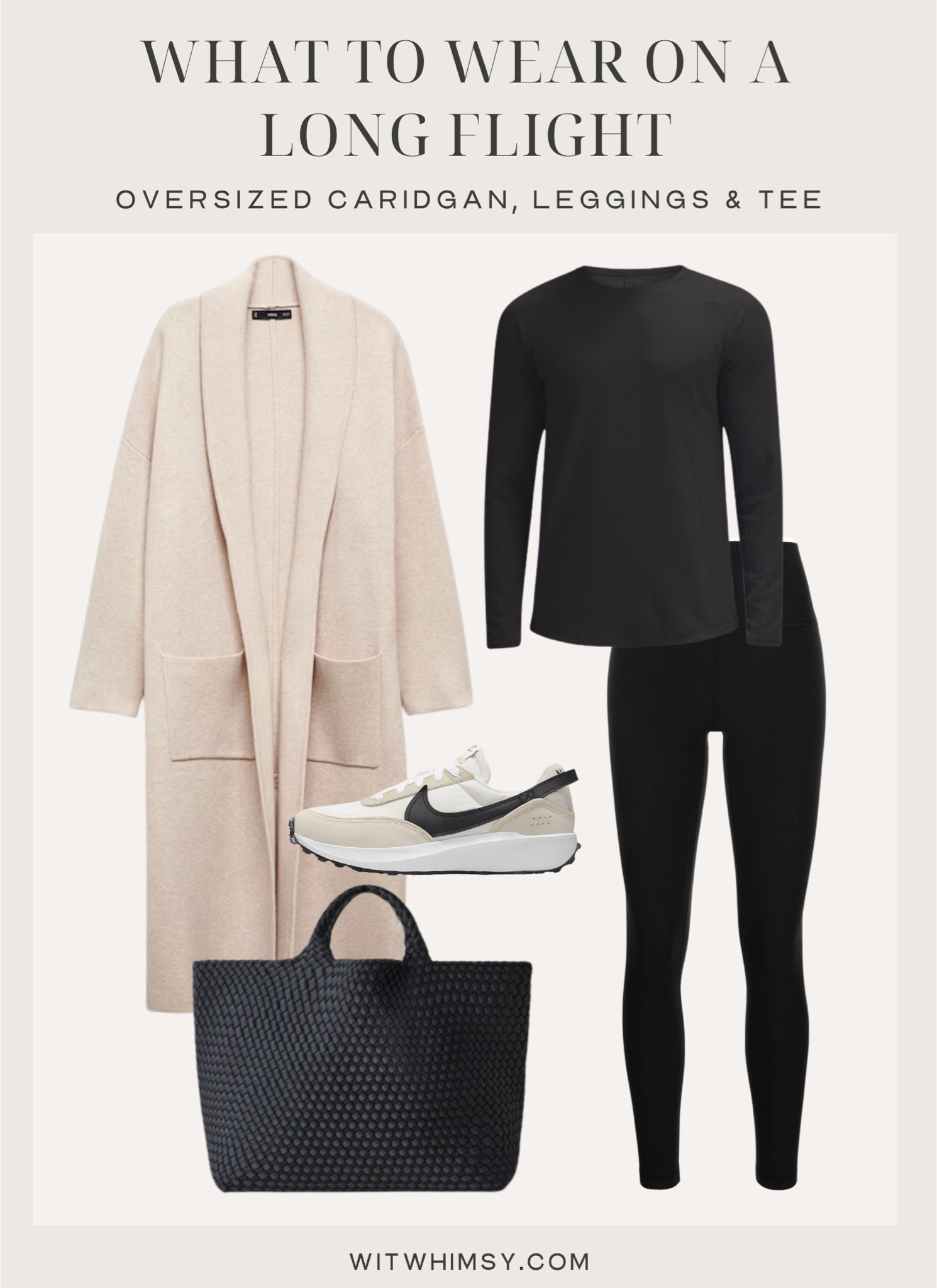 What to wear on a long flight — oversized cardigan, Lululemon leggings, tee 

#LTKTravel