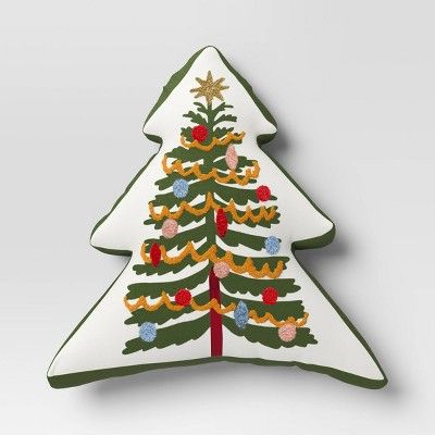 Christmas Tree Shaped Throw Pillow White/Green - Threshold&#8482; | Target