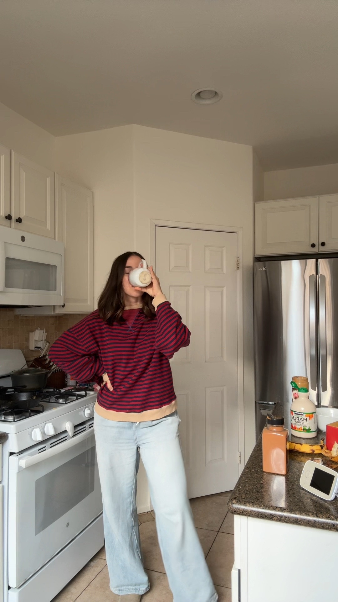 Small in sweatshirt— runs big! 