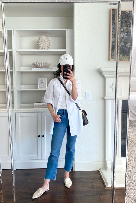 Good jeans are always in! 
- Madewell kick out crop jeans. These have a raw hem and amazing fit. I went down a size for the perfect fit. I’m wearing a 24.
- white Polo Ralph Lauren chino cap.
- oversized poplin shirt. Wearing a small. 

Spring outfit 
Spring jeans
Cropped jeans 


#LTKstyletip #LTKSeasonal #LTKover40