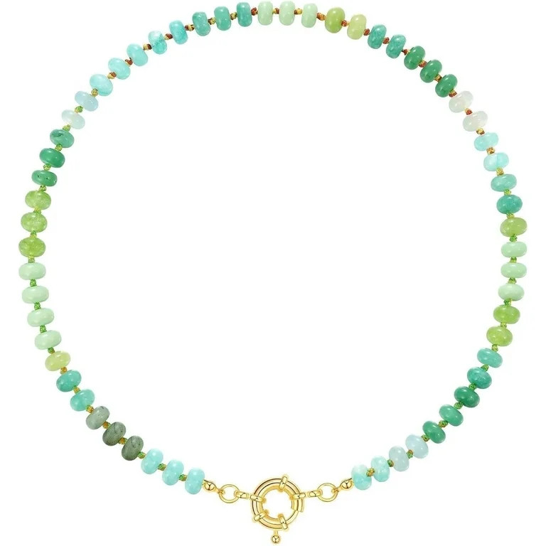 Beaded Gemstone Necklace for Women, Colorful Boho Bead Choker Natural Stone Surfer Beach Necklace... | Walmart (US)