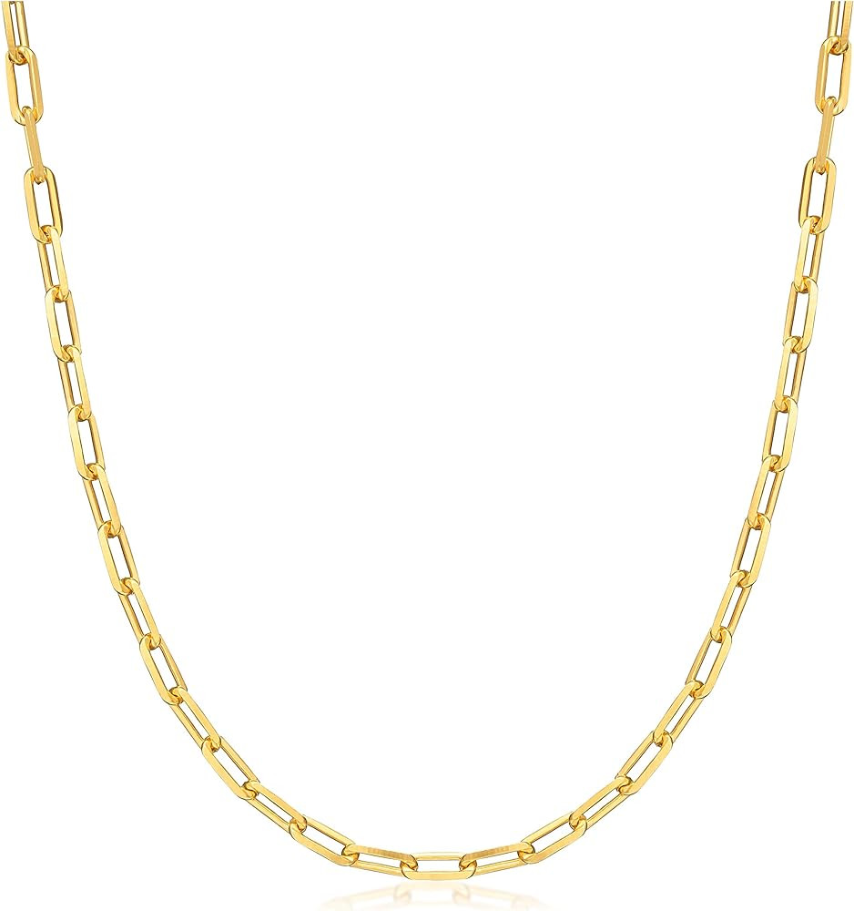Barzel 18K Gold Plated Paperclip Necklace Chain 4MM - Made In Brazil | Amazon (US)