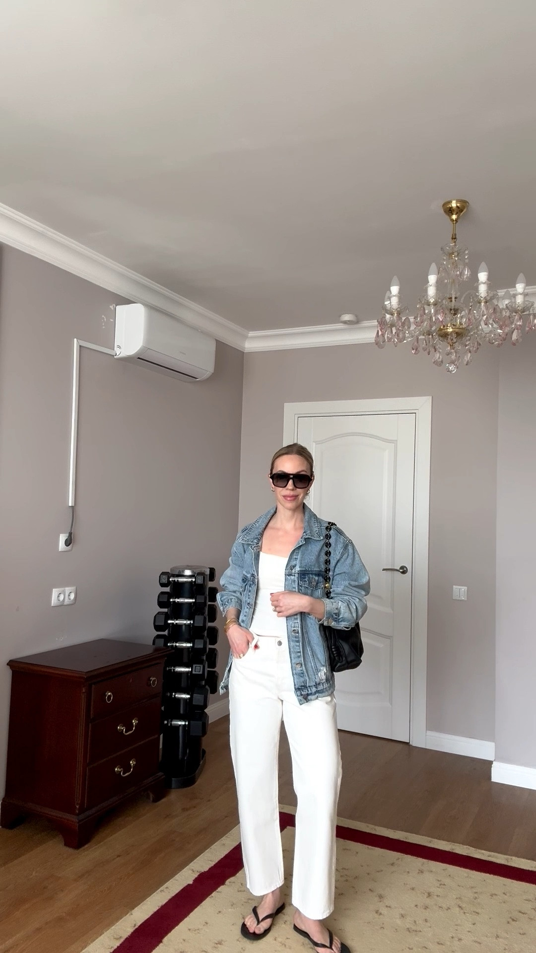Casual spring outfit, oversized denim jacket, @levi white baggy 90’s jeans, leather thong sandals

#LTKOver40 #LTKSeasonal #LTKgrwm