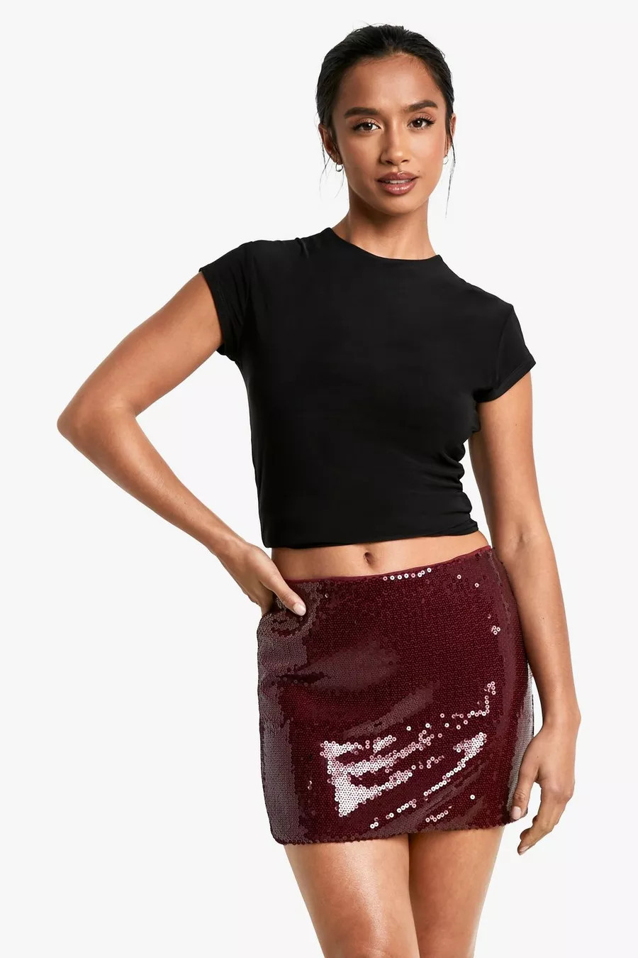 Minifalda Petite de lentejuelas | Boohoo.com (ES)