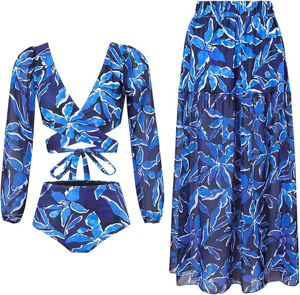 Women's Tankini Sets with Coverups - Swimsuit with Cover Up Set - 3 Piece Bathing Suit Set | Amazon (US)