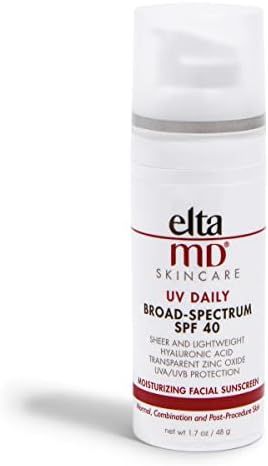 EltaMD UV Daily Face Sunscreen Moisturizer with Hyaluronic Acid, Broad Spectrum SPF 40, Non greas... | Amazon (US)