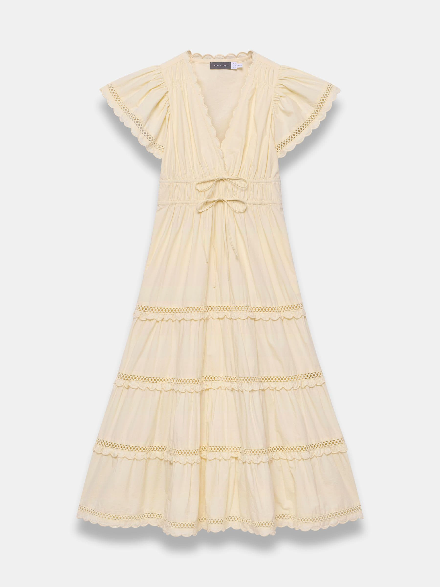 Mint Velvet Mint Velvet Yellow Cotton Scallop Trim Maxi Dress | Next US