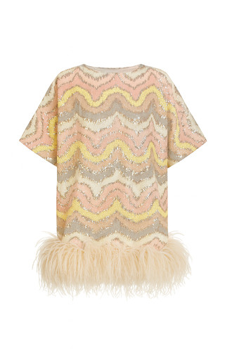 Feather-Trimmed Sequined Top | Moda Operandi (Global)