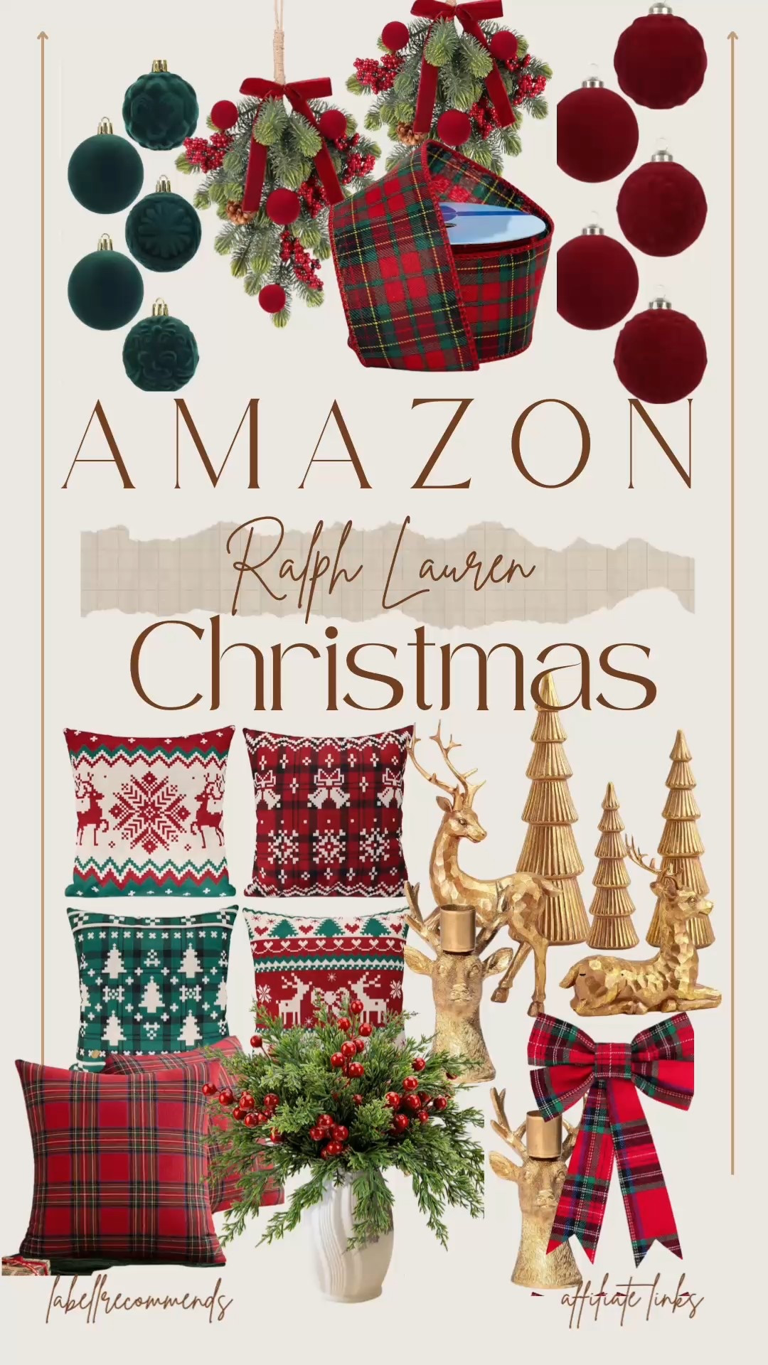 Ralph Lauren inspired holiday decor from Amazon. 

#holidaydecor #amazonfinds #christmasdecorating #holidaydecor

Christmas bell, red and green plaid Christmas decor, gold candlesticks, gold Christmas decor, burgundy ornaments, hunter green ornaments 

#LTKHoliday #LTKHome #LTKSeasonal