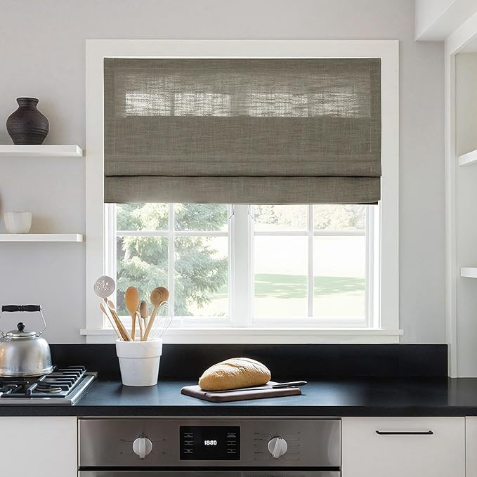 TWOPAGES Linen Roman Shades for Windows Custom Cordless Blinds for Indoor Windows,French Doors,Be... | Amazon (US)