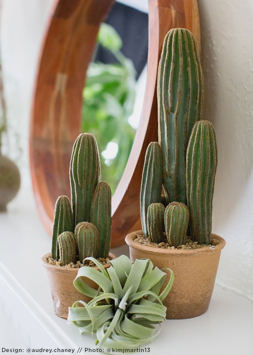 Fake Potted Plants Column Cactus in Pot - 15.5" Tall | Afloral (US)