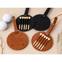 Engraved Leather Golf Bag Tag Gift With Tees, Personalized Tee Holder, Custom Accessories, Groomsmen Gifts, For Men | Etsy (US)