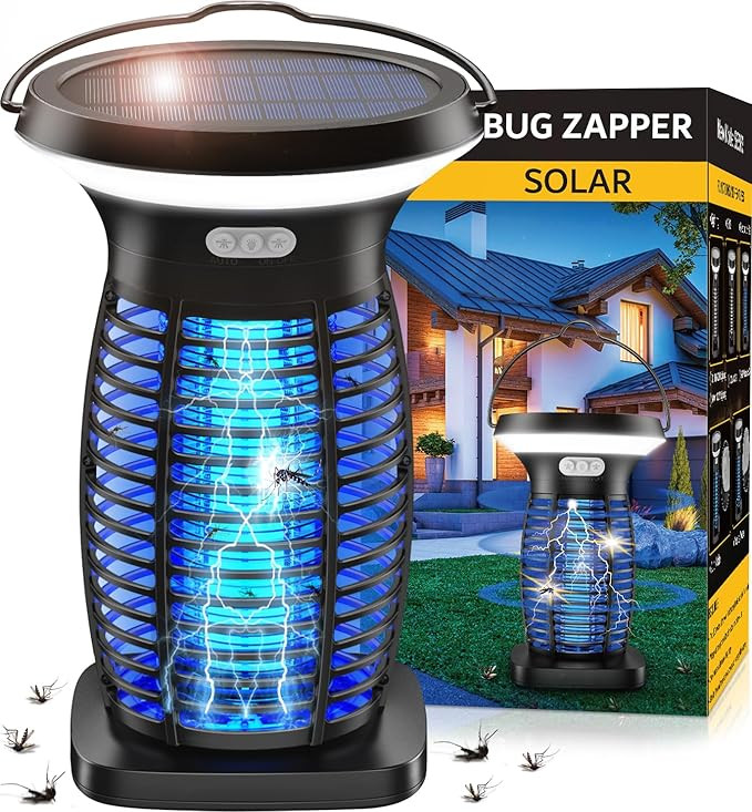 Solar Bug Zapper Outdoor Waterproof, Portable Pest Control Electric Mosquito Zapper Killer with P... | Amazon (US)