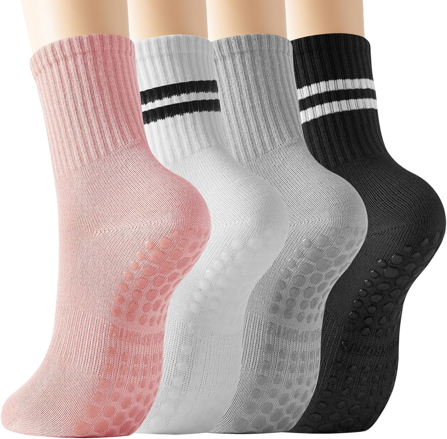 Pilates Socks with Grips for Women, Grippy Socks for Yoga Barre Reformer | Amazon (US)