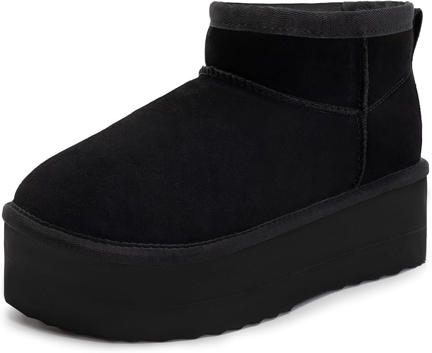 Xiakolaka Women's Classic Platform Mini Boots Winter Suede Anti-Slip Ankle Snow Boots | Amazon (US)