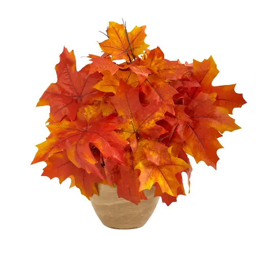 NEARLY NATURAL 16-in Autumn Maple Leaf Artificial Plant in Decorative Planter in Orange at Nordstrom | Nordstrom