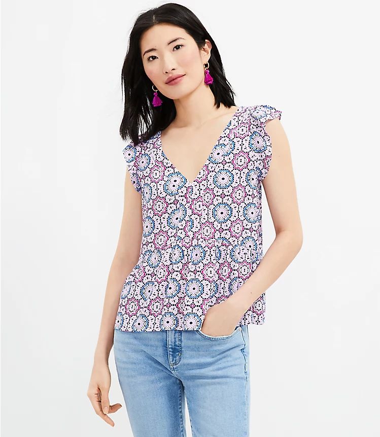 Mosaic Flutter Peplum Top | LOFT