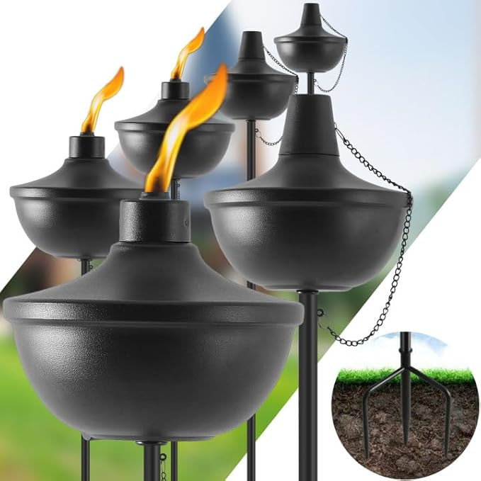 ZSZMFH Home Garden Torch Set of 6, Large Capacity 23.5oz Outdoor Metal Torch Garden Décor,55-Inc... | Amazon (US)