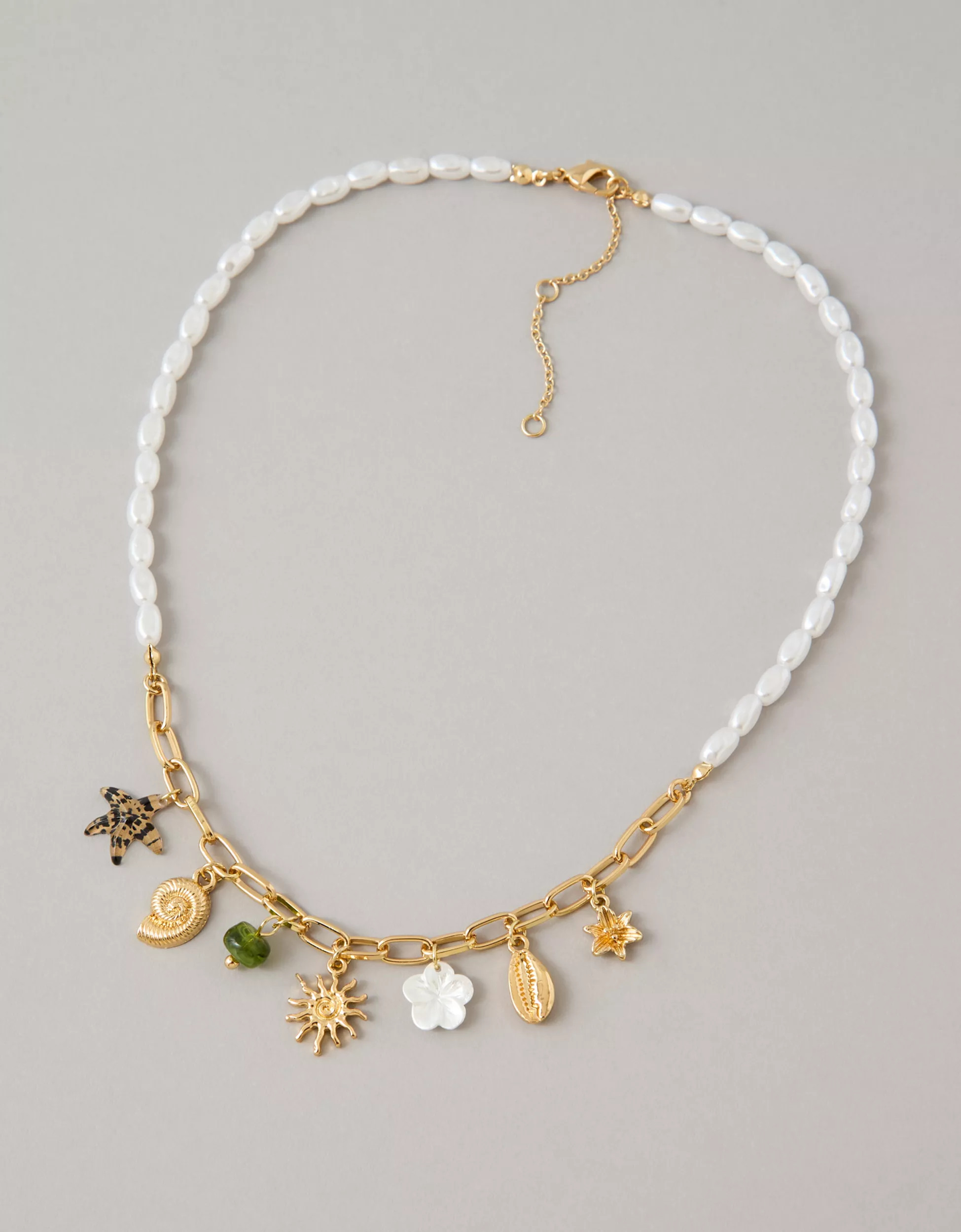 AE Faux Pearl Charm Necklace | American Eagle Outfitters (US & CA)