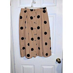 WHO WHAT WEAR Poplin Tan Black Polka Dots Button Front Skirt Sz 6 | Poshmark