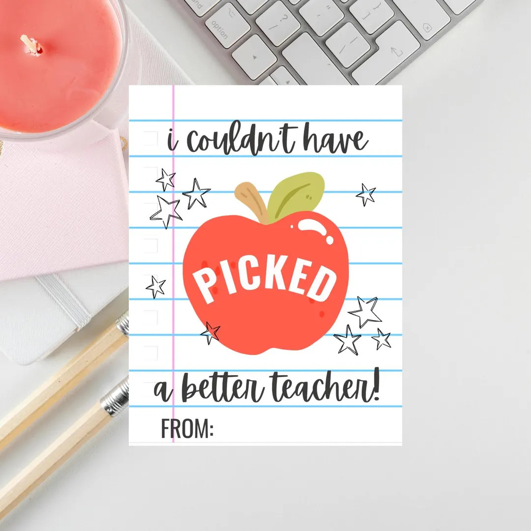 Apple Teacher Appreciation Gift Tag Printable | “Couldn’t Have Picked a Better Teacher” App... | Etsy (US)
