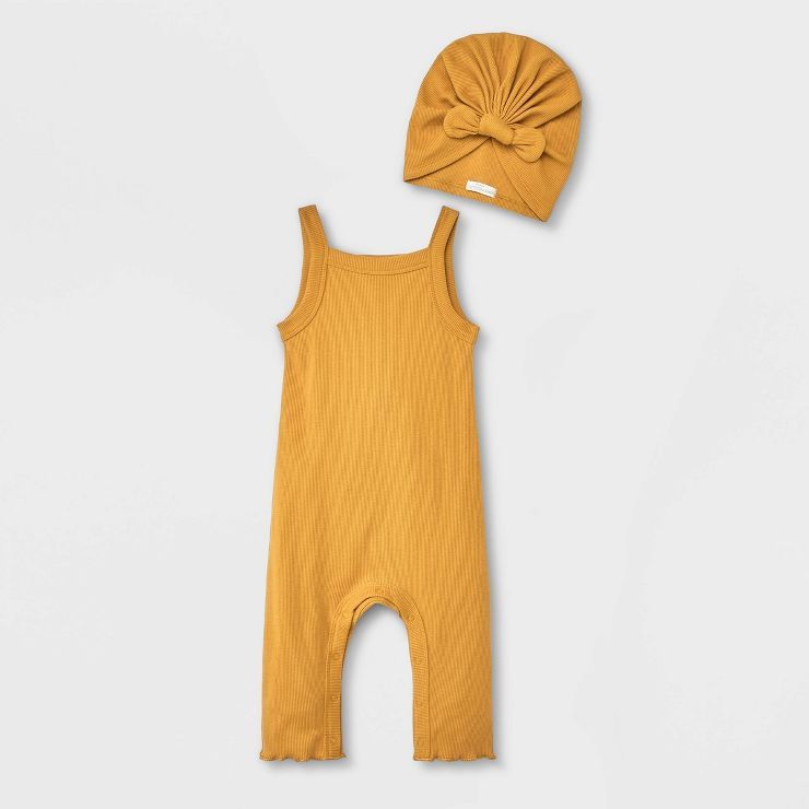 Grayson Collective Baby Girls' Ribbed Romper Set - Yellow | Target