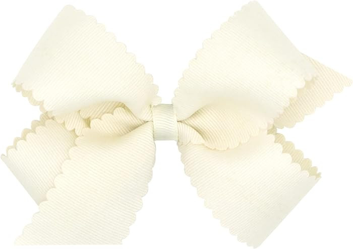 Wee Ones Grosgrain Hair Bow with Scalloped Edges, Antique White, Medium | Amazon (US)