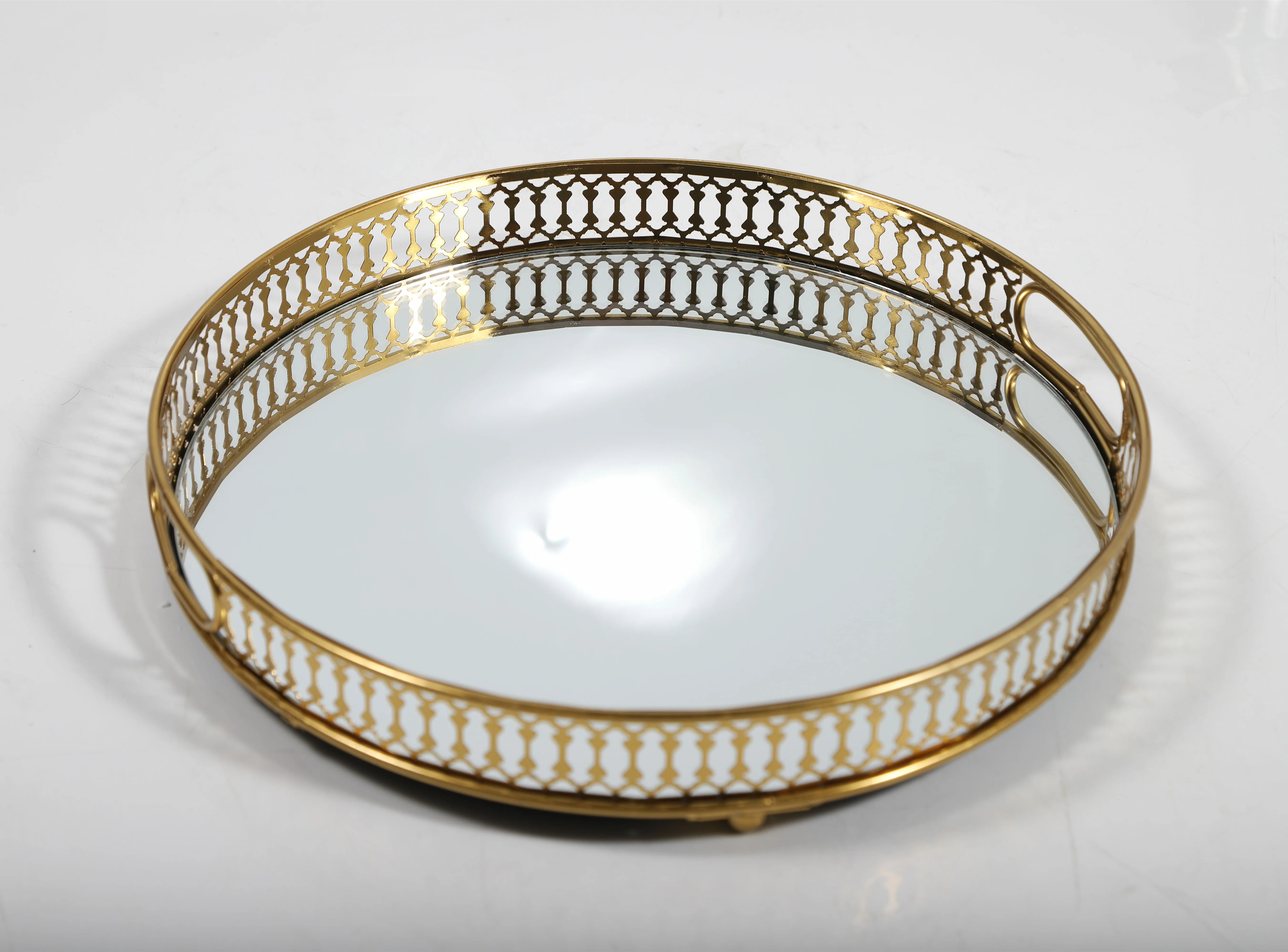 Vintage Metal Round Mirror Surface Tray | Wayfair North America