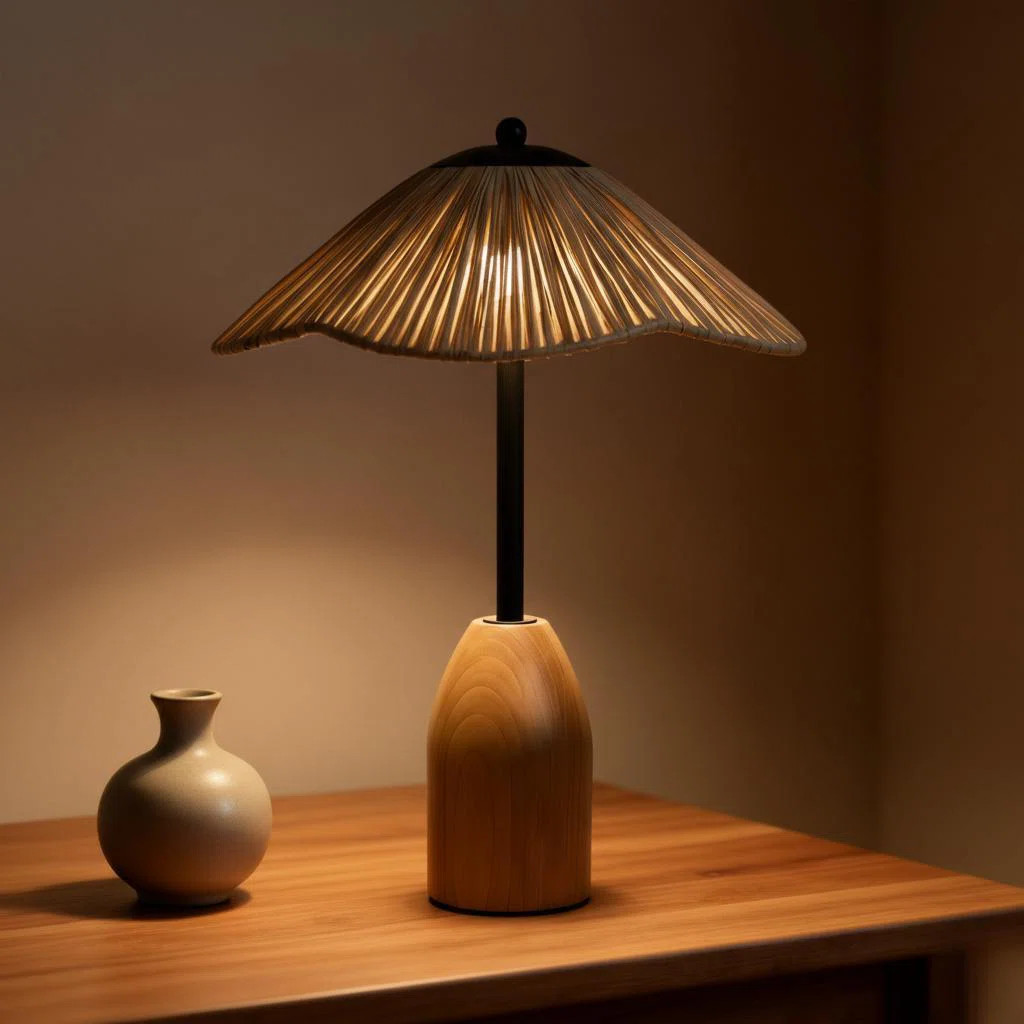 Bay Isle Home\u2122 Wood Grain Small Table Lamp, Farmhouse Bedroom Lamps For Bedside Nightstand, ... | Wayfair North America