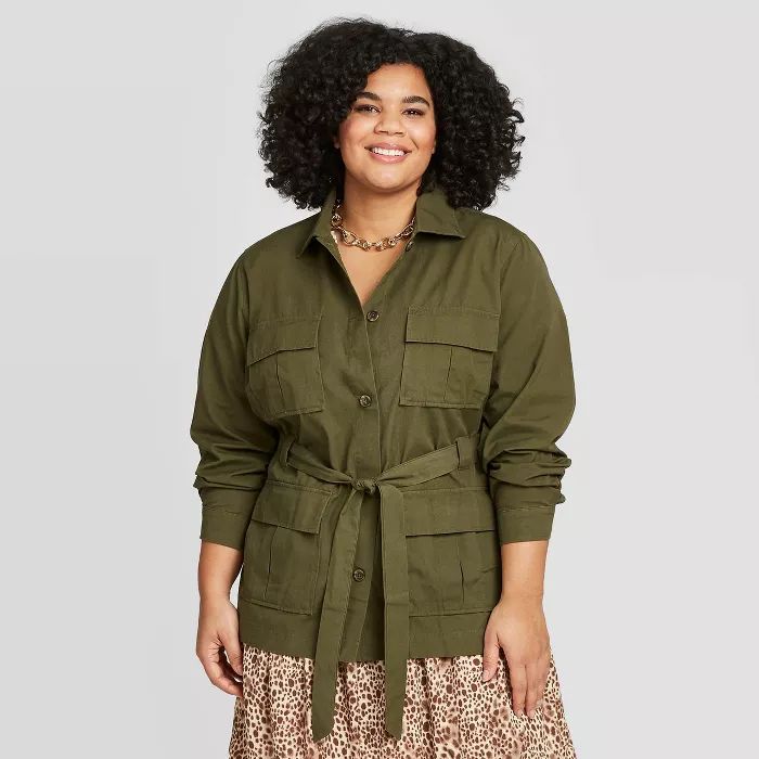 Women's Plus Size Utility Trucker Jacket - A New Day™ Olive | Target