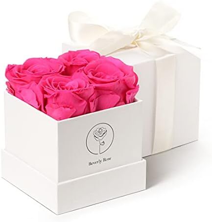 Beverly Rose 4Pcs Pink Square Forever Flower Box of Roses Real Eternity Roses Preserved Flowers ... | Amazon (US)