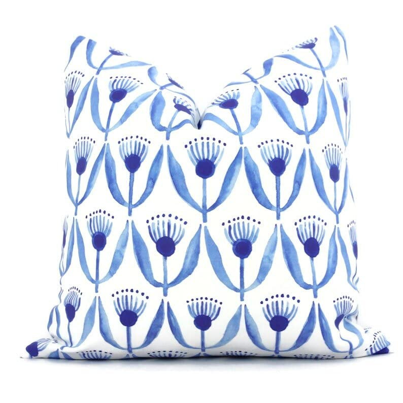 Royal Blue Dilly Flower Decorative Pillow Cover, Square or Lumbar Throw Pillow, Accent Pillow, Pi... | Amazon (US)