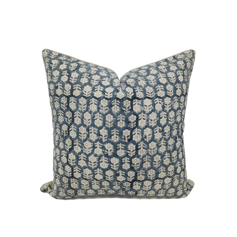 Fabdivine Linen Hand Block Print Decorative Throw Pillow Cover , 22"X22", Grey | Walmart (US)