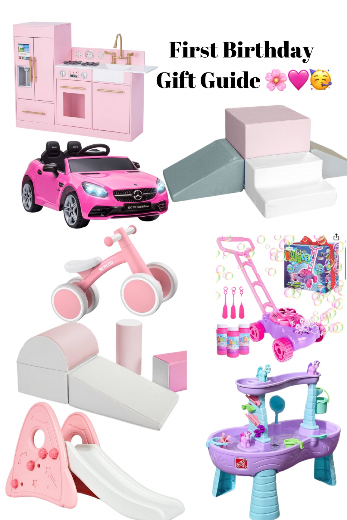 First birthday gifts guide. First birthday girls for her. One year old gifts. Birthday party girls. Birthday party. First birthday. Water table. Climbing. Bubbles. Bike. Climbing blocks. 

#LTKparties #LTKbaby #LTKfamily