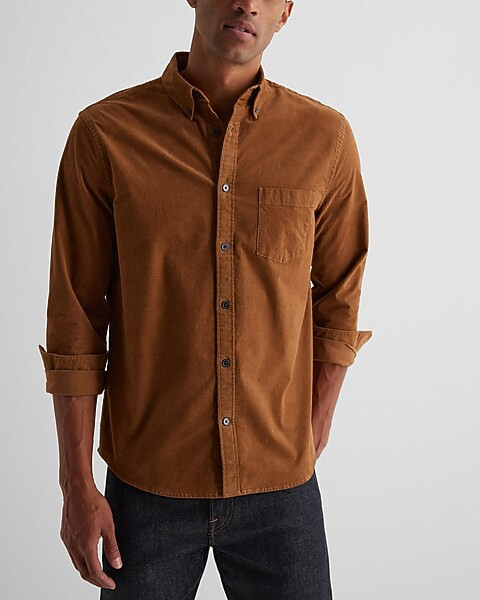 Solid Stretch Corduroy Shirt | Express