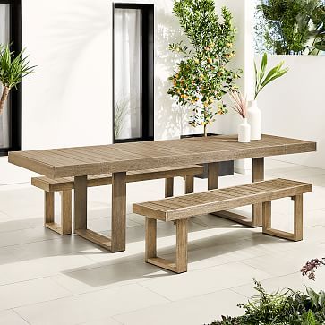 Portside Outdoor Expandable Dining Table & Benches Set | West Elm (US)