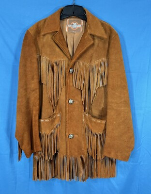 VTG PIONEER WEAR Brown SUEDE LEATHER Western HIPPIE Retro FRINGE Jacket/Coat 36 | eBay US