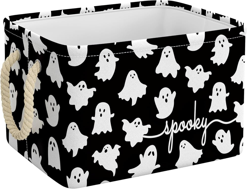 Halloween Spooky Basket Ghost Boo Basket with Handles Collapsible Storage Bins Boxes Halloween Gi... | Amazon (US)