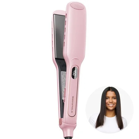 Wavytalk Wet to Straight Hair Straightener, Titanium 1.75 Inch Wide Flat Iron for Damp or Dry Hair, 20% Faster Styling, Pink | Walmart (US)