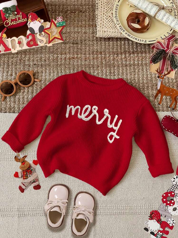 Young Girl Casual Minimalist Letter Pattern Loose Round Neck Long Sleeve Sweater, Suitable For Au... | SHEIN