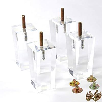 4 Inch Acrylic Sofa Legs Clear Lucite Square Tapered Pyramid Furniture Leg, for Footstool Cabinet... | Amazon (US)