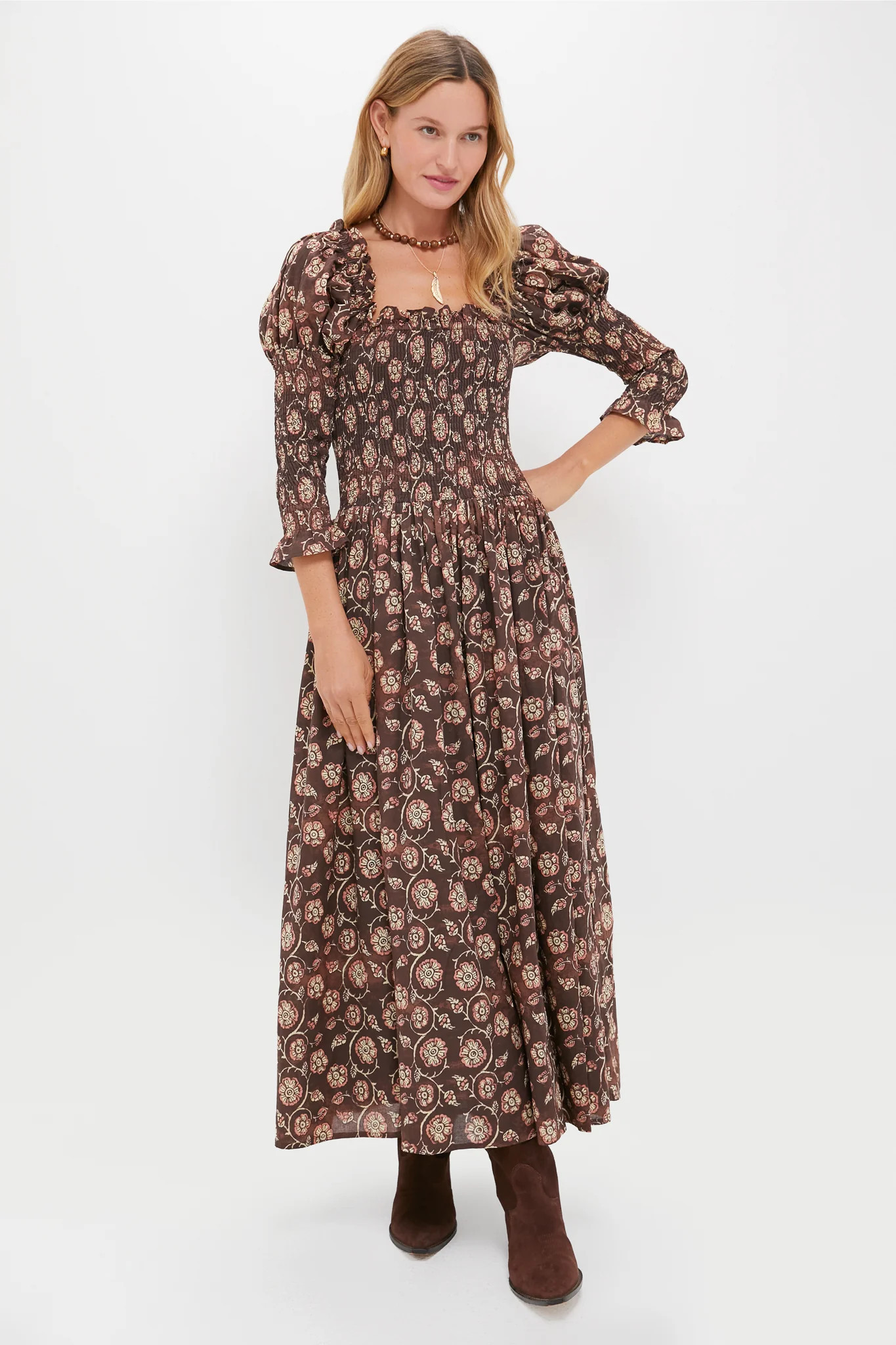 Brown Floral Jocelyn Maxi Dress | Tuckernuck (US)