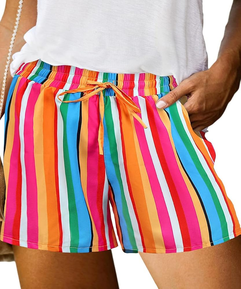 RITERA Women Plus Size Shorts Pants Summer Beach Drawstring Elastic Waist Casual Short with Pocke... | Amazon (US)