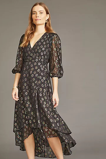 Floral Lurex Wrap Dress | Anthropologie (UK)